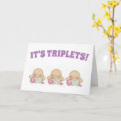 Carte Félicitations - Triplets Trois Filles (Fleur jaune)