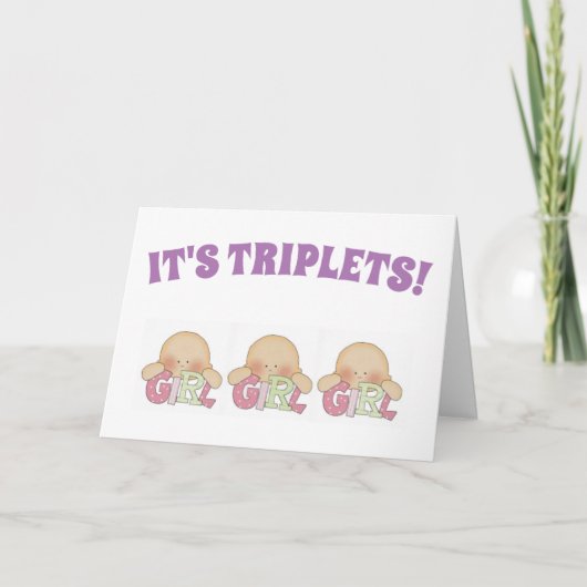 Carte Félicitations - Triplets Trois Filles (Devant)
