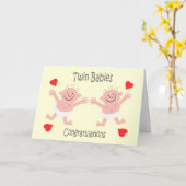 Carte Félicitations Twin Babies Cute Cartoon (Fleur jaune)