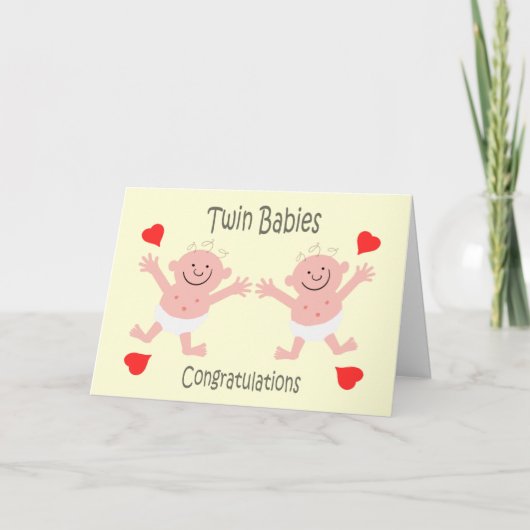 Carte Félicitations Twin Babies Cute Cartoon (Devant)