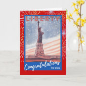 Carte Félicitations U.S. Citoyenneté Statue of Liberty (Fleur jaune)