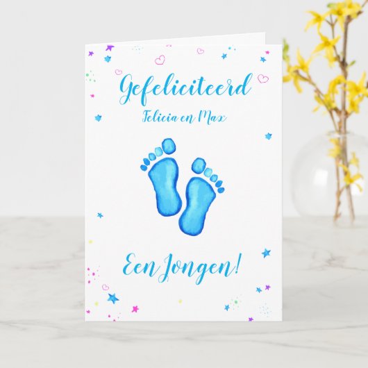 Carte Félicitations, un garçon customizable name (Fleur jaune)