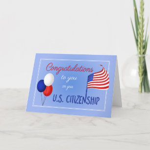 Carte Félicitations US Citoyenneté États-Unis Drapeau et