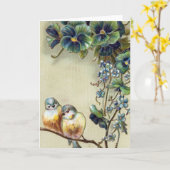 Carte Félicitations Vintages Birds (Fleur jaune)