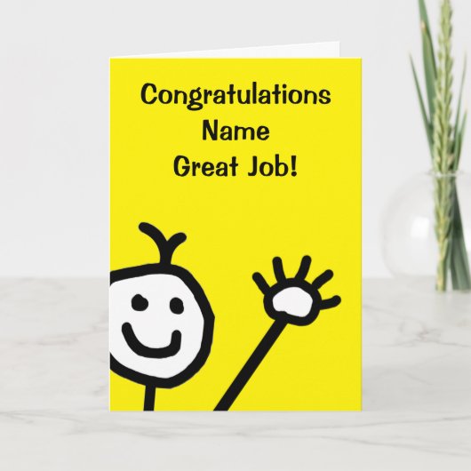 Carte Félicitations Visage Sourire Jaune Mignon (Devant)