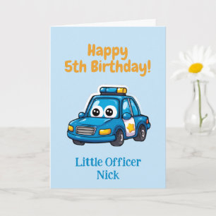 Carte Félicitations voiture de police, garçon, 5ème anni