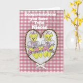 Carte Félicitations, vous avez des nièces jumelles (Fleur jaune)