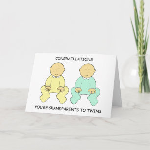 Carte Félicitations, vous êtes grands-parents à jumeaux