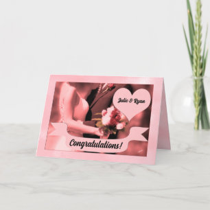 Carte Félicitez la mariée et le Mariage rose de la chamb