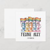 Carte Feline Ally - Rainbow Cat LGBTQ Pride (Devant / Derrière)