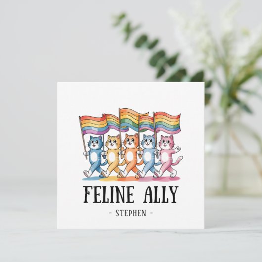 Carte Feline Ally - Rainbow Cat LGBTQ Pride (Debout devant)
