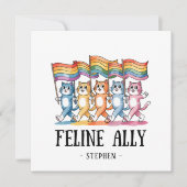 Carte Feline Ally - Rainbow Cat LGBTQ Pride (Devant)