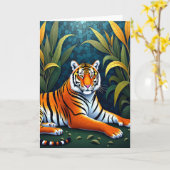 Carte Féline Rayée de la Jungle (Fleur jaune)