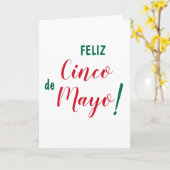 Carte Feliz Cinco de Mayo Green White Red Script Brush (Fleur jaune)