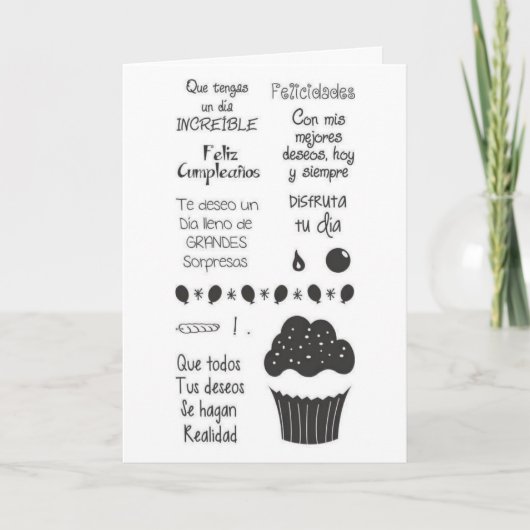 CARTE "FELIZ COMPLIANOS" À UN AMI SPÉCIAL/UN CUPCAKE (Devant)