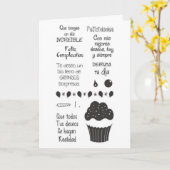 CARTE "FELIZ COMPLIANOS" À UN AMI SPÉCIAL/UN CUPCAKE (Fleur jaune)
