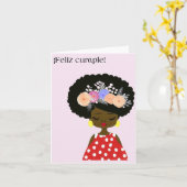 Carte ¡Feliz cumple ! Joyeux anniversaire en espagnol, e (Fleur jaune)