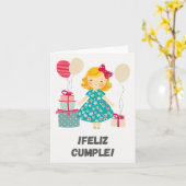 Carte ¡Feliz cumple ! Joyeux anniversaire en espagnol, e (Fleur jaune)