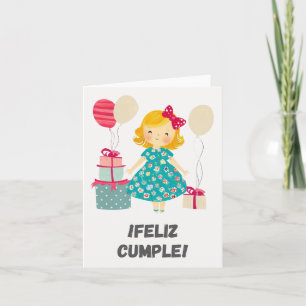 Carte ¡Feliz cumple ! Joyeux anniversaire en espagnol, e