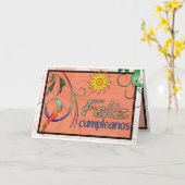 Carte Feliz Cumpleanos (Fleur jaune)