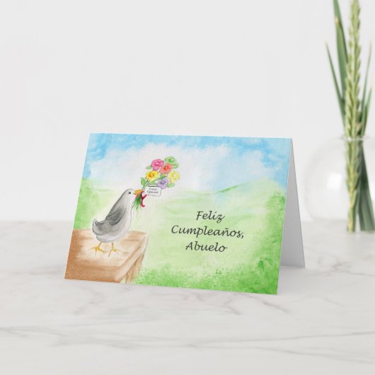 Carte Feliz Cumpleanos Abuelo, escroquerie Flores de (Devant)