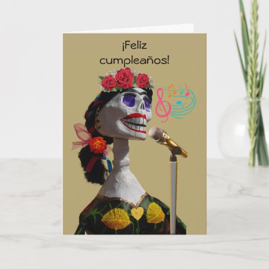 Carte Feliz Cumpleanos Anniversaire en espagnol Catrina (Devant)