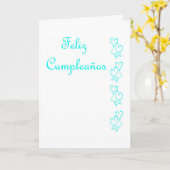 Carte Feliz Cumpleaños Anniversaire espagnol avec coeur  (Fleur jaune)