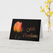 Carte Feliz Cumpleaños Anniversaire espagnol avec fleur  (Fleur jaune)