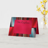 Carte - Feliz Cumpleaños - art abstrait rouge (Fleur jaune)