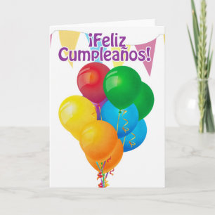 Carte ¡ Feliz Cumpleaños avec les ballons et l'étamine