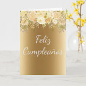 Carte Feliz Cumpleaños Espagne Flower Gold Anniversaire (Fleur jaune)
