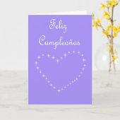 Carte Feliz Cumpleaños espagnol Anniversaire avec coeur (Fleur jaune)