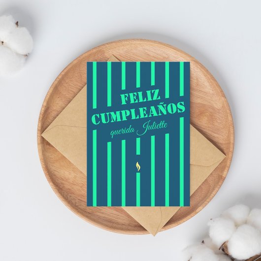 Carte Feliz cumpleaños espagnol anniversaire bleu