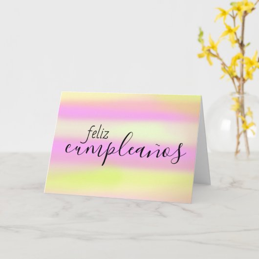 Carte Feliz Cumpleaños espagnol Anniversaire pinceau (Fleur jaune)