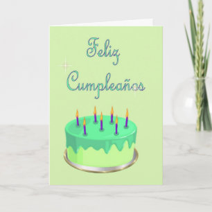 Carte Feliz Cumpleaños Espagnol Birthday with cake