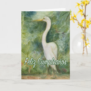 Carte Feliz Cumpleaños Garza blanca Egret espagnol B-Day