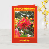 Carte Feliz Cumpleaños - Las Dalias Rojas y Amarillas (Fleur jaune)