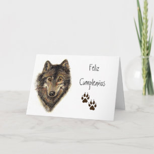 Carte Feliz cumpleaños, Loup, Loups, Animaux