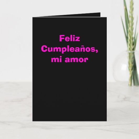 Carte Feliz Cumpleaños, mi amor - Rosa y negra (Devant)