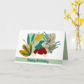 Carte Feliz cumpleaños mujer con hojas matisse. (Fleur jaune)