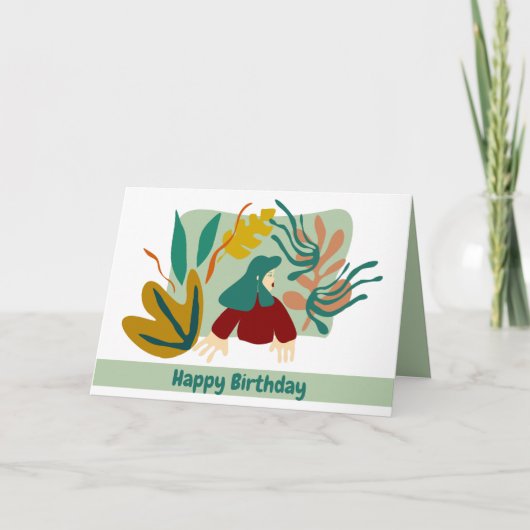 Carte Feliz cumpleaños mujer con hojas matisse. (Devant)