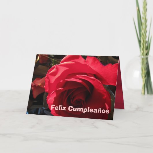 Carte - Feliz Cumpleaños - Rosa Roja (Devant)