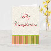 Carte Feliz Cumpleaños Spanish Birthday floral stripes (Fleur jaune)