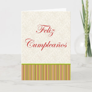 Carte Feliz Cumpleaños Spanish Birthday floral stripes