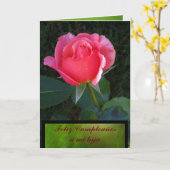 Carte - Feliz Cumpleaños un hija de MI - Rosa rosa (Fleur jaune)