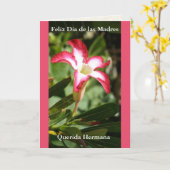 Carte Feliz Dia de las Madres Querida Hermana (Fleur jaune)