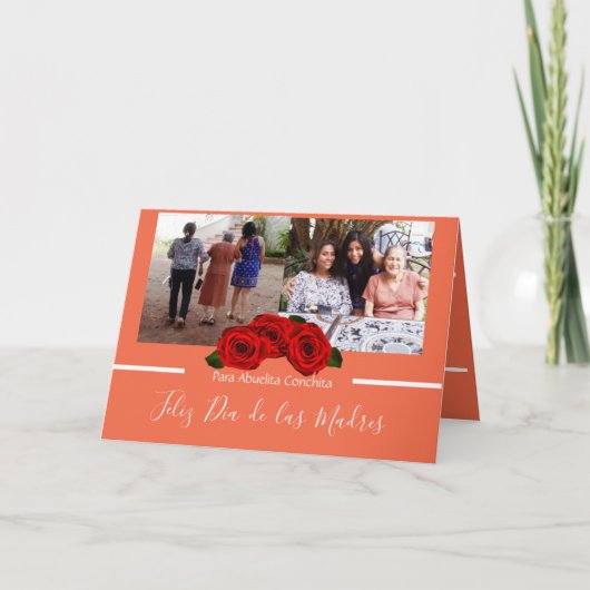 Carte Feliz Día de Las Madres Rose Peachy Coral (Devant)