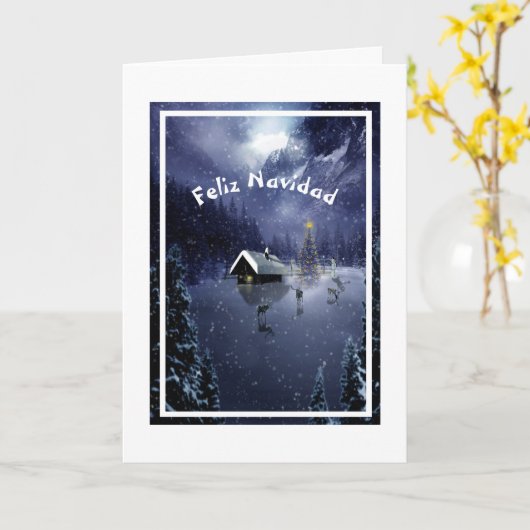 Carte Feliz Navidad (Fleur jaune)