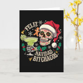 Carte Feliz Navidad Achos Crâne Drôle Espagnol Joyeux No (Fleur jaune)