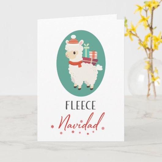Carte Feliz Navidad Alpaca Llama Funny Pun Noël (Fleur jaune)
